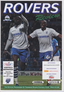 Tranmere Rovers v Sheffield Wednesday Match Programme 2011-11-19